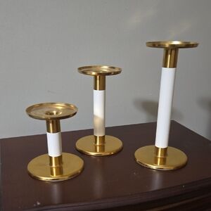 IKEA Brass and White Candle Holders Set of 3